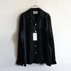 【美品】WACKO MARIA【OPEN COLLAR SHIRT L/S オープンカラー シャツ】 M ブラック ワコマリア リヨセル 26080140のサムネイル