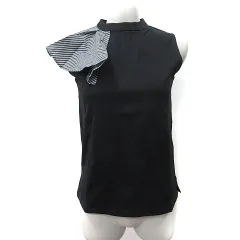 マーリエパーエフデ Maglie par ef-de アシメフリルカットソー ノースリーブ 7 S 黒 ブラック /YIのサムネイル