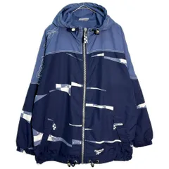 90年代 Reebok リーボック ウィンドブレーカージャケット スポーツ 総柄 ブルー(メンズ XL相当)中古 古着 Y7711のサムネイル
