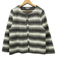 HANAE MORI(ハナエモリ) カーディガン サイズ3 L レディース美品  - グレー×白 長袖/ボーダーのサムネイル