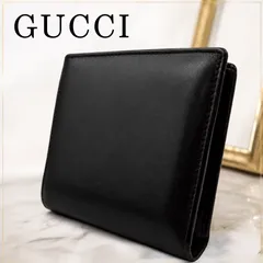 GUCCI グッチ 二つ折り財布 レザー ブラック メンズ レディースのサムネイル