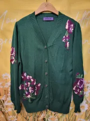 90S アナスイ フラワー グリーン カシミア カーディガン 22年商品 90Sのサムネイル