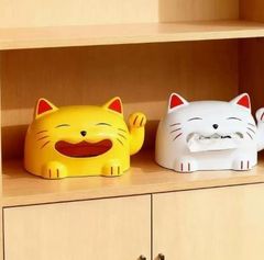 猫型ティッシュケース 笑顔デザイン ティッシュボックス 収納ケース 卓上収納 おしゃれ かわいい リビング 寝室 ダイニング インテリア 小物入れ