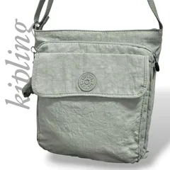【MY1064】kipling キプリング ショルダーバッグ サコッシュ ナイロン グレー ゴリラチャーム 斜め掛け 肩掛け ファスナーのサムネイル