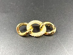 Christian Dior ディオール ヴィンテージ ブローチ 3連モチーフ ラインストーン ゴールドカラーのサムネイル