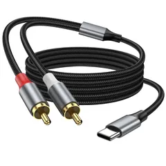 KAYQINHO 10M USB C to 2 RCAオーディオケーブル、C型から2つのオスY RCA分配器、C型から2つのRCAジャックオスY分配器電源ケーブルアダプター、スマートフォン、ノートパソコン、スピーカー、Galaxy、DVD、ホームシア ...