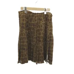 ヴァレンティノ ガラヴァーニ VALENTINO GARAVANI プリーツスカート 絹 シルク 46 ブラウン ベージュ 総柄 ひざ丈 /NP ■GY53のサムネイル
