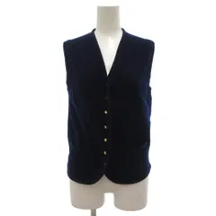 バランタイン BALLANTYNE 美品 ヴィンテージ 80s スコットランド製 カシミヤ ニットベスト 36 Vネック 金ボタン 紺 ネイビー /KB ■ECF007のサムネイル