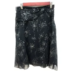 レベッカテイラー rebecca taylor スカート フレア ひざ丈 総柄 2 黒 ブラック /RTのサムネイル