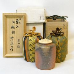 萩の名工】十二代 田原陶兵衛作 三葉 蓋置 七種蓋置 茶道具【中古 美品
