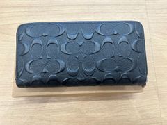 MN】COACH コーチ シグネチャー エンボス ブラック 長財布 - メルカリ