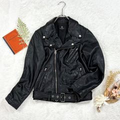 BEAUTY&YOUTH UNITED ARROWS Real Leather Riders Jacket Blouson ビューティーアンドユース ユナイテッドアローズ 本革 レザー ライダース ダブル ジャケット ブルゾン バイカー ブラック 黒