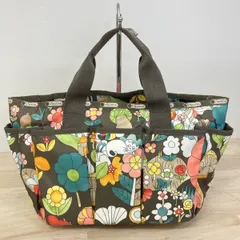 美品 レスポートサック LeSportsac トートバッグ/ハンドバッグ 花柄/猫/総柄 ブラウン/マルチカラー 外ポケット付[OA05755]のサムネイル