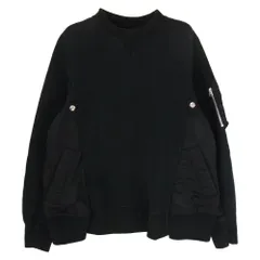 Sacai サカイ SCM-032 Sponge Sweat MA-1 Pullover 異素材ドッキング クルーネック スウェット トレーナー ブラック系 1【中古】のサムネイル