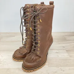 TORY BURCH/トリーバーチ レースアップブーツ 8M(25cm相当) ブラウン/茶 フリンジ ヒールブーツ レディース[ON01752]のサムネイル