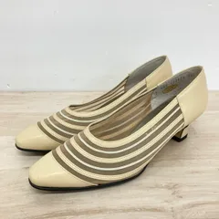 極美品 LANCEL/ランセル レディース パンプス LC2870 24.5cm ベージュ系 メッシュ/ボーダー柄 ローヒール シューズ 靴[OX03686]のサムネイル