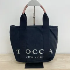 TOCCA/トッカ キャンバス トートバッグ ハンドバッグ ネイビー×ピンク/紺 ロゴプリント レディース[OB04492]のサムネイル