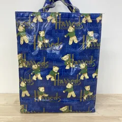 Harrods/ハロッズ トートバッグ ショッパーバッグ ブルー ベア/クマ柄 総柄 KNIGHTSBRIDGE[OA05818]のサムネイル