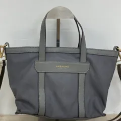 美品 ANEMONE アネモネ 2way トートバッグ/ショルダーバッグ グレー系 ナイロン調 ストライプショルダーストラップ付 レディース[OG00346]のサムネイル
