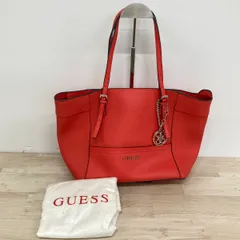 美品 GUESS/ゲス トートバッグ/ハンドバッグ レッド/赤 チャーム付き 保存袋付き レディース[OG00348]のサムネイル