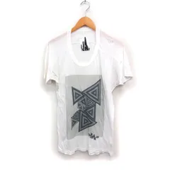 オキラク OKIRAKU プリント 半袖 Tシャツ カットソー ラウンドネック コットン 綿 XS オフホワイト 白 /FT14のサムネイル