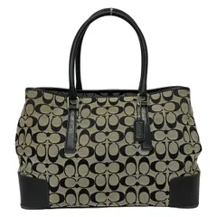 COACH(コーチ) トートバッグ シグネチャーキャリーオールトート 6086 ベージュ×黒 レザーのサムネイル