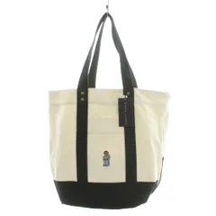 ラルフローレン RALPH LAUREN ポロベア刺繍 トートバッグ ハンドバッグ キャンバス 白 ホワイト 黒 ブラック 6076-0001-27 /AN ■GY11のサムネイル
