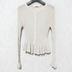 美品 Her lip to ハーリップトゥ Frill Knit Cardigan ニットカーディガン 1251202124 サイズF ベージュ レディース 古着 中古 USEDのサムネイル