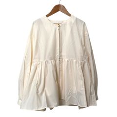 美品 OPAQUE.CLIP オペークドットクリップ 撥水ノーカラーペプラムブルゾン ジャケット サイズ40/L アイボリー レディース 古着 中古 USED