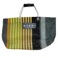 良品 MARNI マルニ マーケット フラワーカフェ ストライプバッグ ミニ トートバッグ マルチカラー レディース 古着 中古 USEDのサムネイル
