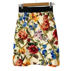 良品 DOLCE&GABBANA ドルチェ＆ガッバーナ フラワープリント ウールシルク イージースカート サイズ38 アイボリー レディース 古着 中古 USEDのサムネイル