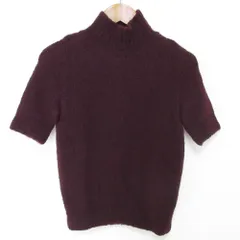 美品 GUCCI グッチ トムフォード期 ウール モヘヤブレンド ハイネック 半袖 ニット セーター サイズM ボルドー レディース 古着 中古 USEDのサムネイル