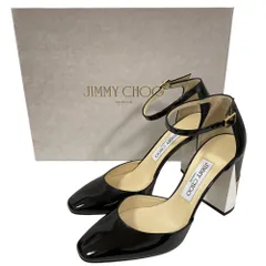 美品 JIMMY CHOO ジミーチュウ MABEL 95 パテント アンクルストラップ パンプス サイズ37.5 約24.5cm ブラック レディース 古着 中古 USEDのサムネイル