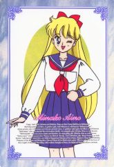 [Used] Character Card: Minako Aino (School Uniform) / Sailor Venus (Butterfly) "Pretty Guardian Sailor Moon R Deluxe Double-Sided Bromide"