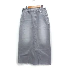 ラングラー WRANGLER デニム タイトスカート ロング丈 スリット 切りっぱなし 色あせ加工 38 ライトグレー /FT40のサムネイル
