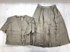 レトロビンテージ DEBORAH デボラ 無地 リネン麻スーツ 半袖 トップス スカート上下セットアップ ベージュ サイズ不明 レディース 麻100%のサムネイル