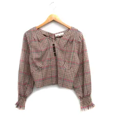 アナトリエ ANATELIER ブラウス シャツ 長袖 Vネック ウール チェック 38 ベージュ /KT25のサムネイル