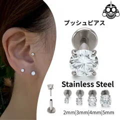 ボディピアス プッシュピアス 20G 18G 16G 高見え ジュエルピアス 立爪 金属アレルギー対応 ステンレスピアス ラブレットスタッド ロブ 軟骨ピアス 鼻ピアスのサムネイル