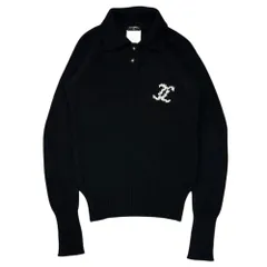 CHANEL(シャネル) 1996AW Coco Button Cashmere Collared Sweater ココボタン カシミア 襟付き ニット P08765V00321 36 ブラック×ホワイト B0841 90s ヴィンテージのサムネイル