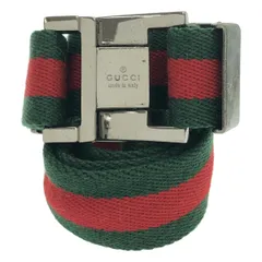 GUCCI グッチ シェリーラインキャンバスベルト グリーン×レッド - メルカリ