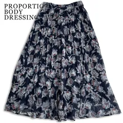 PROPORTION BODY DRESSING プロポーションボディドレッシング 春夏★ 花柄 ロング プリーツ スカート Sz.2S レディース 紺のサムネイル