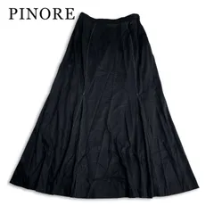 PINORE ピノーレ 通年★ イラクサ ドレープ ロング フレア スカート 日本製 Sz.41 レディース 黒のサムネイル