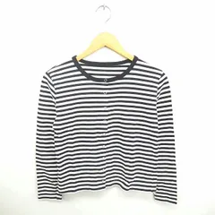 N.Natural Beauty Basic N.ナチュラルビューティーベーシック カーディガン ボーダー 丸首 綿 コットン 長袖 M ホワイト ブラック 白 黒 /TT37のサムネイル