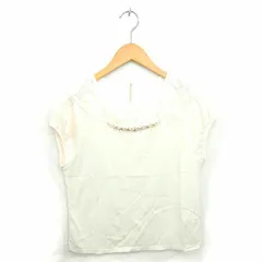ボンメルスリー BON MERCERIE カットソー Tシャツ 丸首 レース ビーズ装飾 ラグランスリーブ 半袖 38 アイボリー /TT18のサムネイル