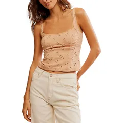 フリーピープル レディース トップス タンクトップ Free People Full Bloom Eyelet Cami Womens Briocheのサムネイル