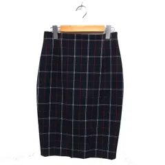 エッフェビームス EFFE BEAMS チェック タイト スカート ひざ丈 スリット バックジップ 36 黒 ブラック /NT7のサムネイル