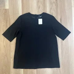 【228292】S Max Mara エスマックスマーラ  半袖ニット　サマーニット　レーヨン　ストレッチ　タグ付き　後ろボタン留め　S  ・ ブラックのサムネイル