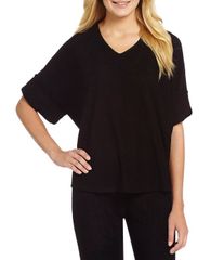 ナトリ レディース トップス シャツ Vネック パイル N by Natori Terry Short Sleeve VNeck Coordinating Lounge Top Black ブラックのサムネイル
