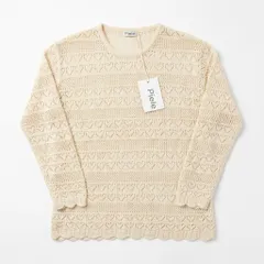 Piele ピエレ 透かし編み ニット 七分袖 アイボリー フリーサイズのサムネイル