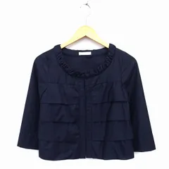 エージーバイアクアガール AG by aquagirl カーディガン ラウンドネック ティアード ショート 七分袖 M 紺 ネイビー /NT29のサムネイル